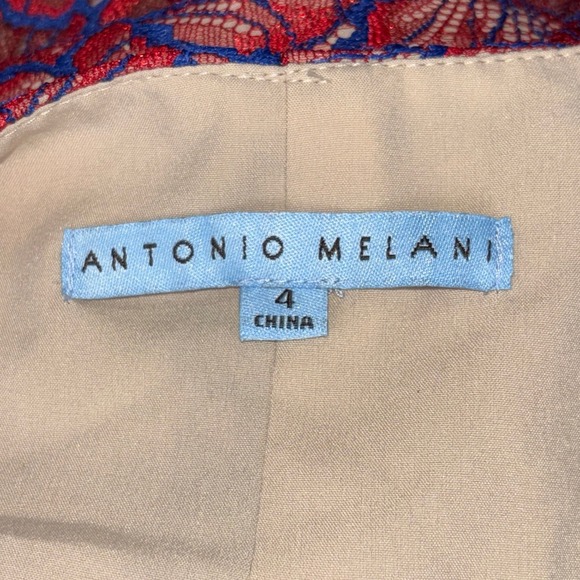 NWT Antonio Melani Pammy Dress Red Blue‎ Floral Lace Size 4 Sleeveless Midi - Picture 12 of 15